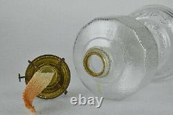 Vintage EAPG Antique Oil Kerosene Lamp Footed Clear Glass with Eagle Chimney Shade