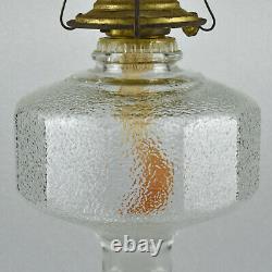 Vintage EAPG Antique Oil Kerosene Lamp Footed Clear Glass with Eagle Chimney Shade