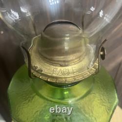 Vintage EARLY AMERICAN Green Flash HOMESTEADER Oil Lamp 18.5 in