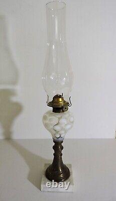Vintage Fenton Opalescent Thumbprint/Coin Dot Oil Lamp Marble Base