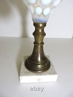 Vintage Fenton Opalescent Thumbprint/Coin Dot Oil Lamp Marble Base