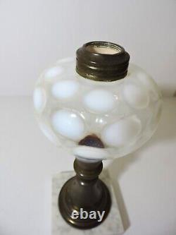 Vintage Fenton Opalescent Thumbprint/Coin Dot Oil Lamp Marble Base