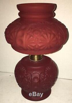 Vintage GWTW Ruby Satin Cranberry GONE Withthe WIND MINIATURE OIL LAMP Nutmeg