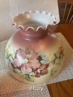 Vintage Gone With The Wind Style Hurricane Lamp Floral Table Lamp/Red Glass