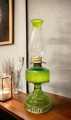 Vintage Green Oil Lamp with Chimney & Eagle Burner