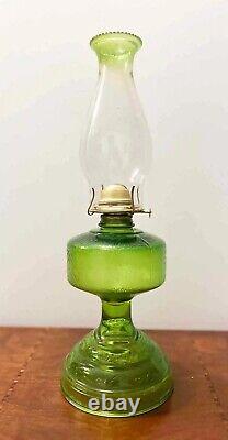 Vintage Green Oil Lamp with Chimney & Eagle Burner