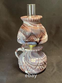 Vintage HTF Imperial Purple Slag Glass Oil Lantern Super Rare! With Sticker