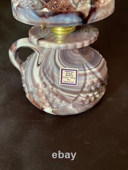 Vintage HTF Imperial Purple Slag Glass Oil Lantern Super Rare! With Sticker