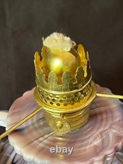 Vintage HTF Imperial Purple Slag Glass Oil Lantern Super Rare! With Sticker