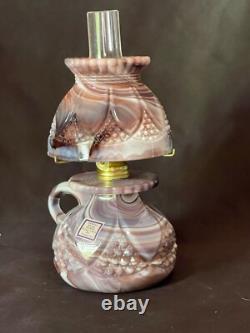 Vintage HTF Imperial Purple Slag Glass Oil Lantern Super Rare! With Sticker