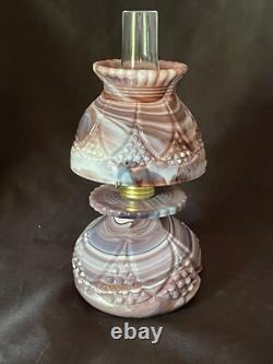 Vintage HTF Imperial Purple Slag Glass Oil Lantern Super Rare! With Sticker