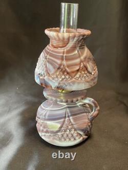 Vintage HTF Imperial Purple Slag Glass Oil Lantern Super Rare! With Sticker