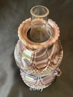 Vintage HTF Imperial Purple Slag Glass Oil Lantern Super Rare! With Sticker