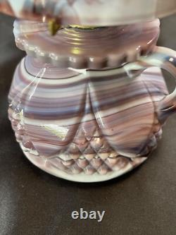 Vintage HTF Imperial Purple Slag Glass Oil Lantern Super Rare! With Sticker