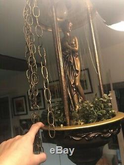 Vintage Hanging Mineral Oil Raining Greek Goddess Statue Lamp