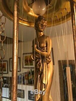 Vintage Hanging Mineral Oil Raining Greek Goddess Statue Lamp