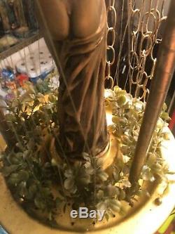 Vintage Hanging Mineral Oil Raining Greek Goddess Statue Lamp