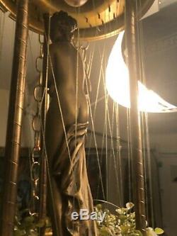 Vintage Hanging Mineral Oil Raining Greek Goddess Statue Lamp