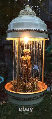 Vintage Hanging Oil Rain Lamp 3 Greek Goddess Swag Lamp Large 36 X 14 Working