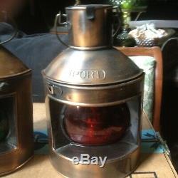 Vintage Hong Kong Nautical Oil Lamps Copper Lantern Starboard & Port