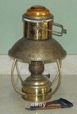 Vintage IDEAL BRENNER 20 Brass Nautical Hanging Oil Kerosene Ship Lamp Original