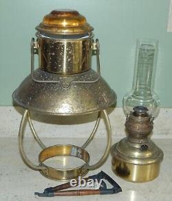 Vintage IDEAL BRENNER 20 Brass Nautical Hanging Oil Kerosene Ship Lamp Original