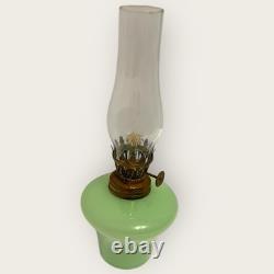 Vintage Jadeite Oil Lamp With glass Shade-COMPLETE