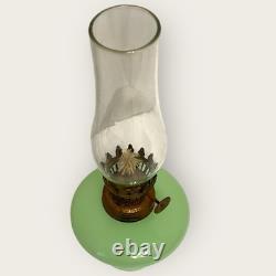 Vintage Jadeite Oil Lamp With glass Shade-COMPLETE