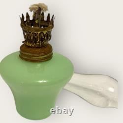 Vintage Jadeite Oil Lamp With glass Shade-COMPLETE