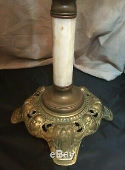 Vintage John Scott Double Wick Parlor Oil Lamp withCrystal Prisms 34 Tall