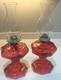 Vintage Kerosene Oil Lamp Glass Cranberry Octagonal AGUILA HECHO POR LUX SA