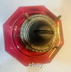Vintage Kerosene Oil Lamp Glass Cranberry Octagonal AGUILA HECHO POR LUX SA