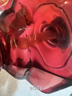 Vintage Kerosene Oil Lamp Glass Cranberry Octagonal AGUILA HECHO POR LUX SA