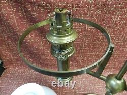Vintage Kosmos Brenner Brass Oil Lamp Complete with Chimmney & Milk Glass Shade