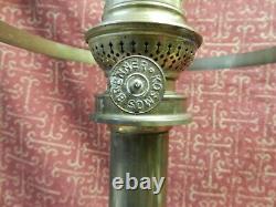 Vintage Kosmos Brenner Brass Oil Lamp Complete with Chimmney & Milk Glass Shade