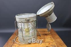 Vintage Meteorite Ships Lantern Oil Lamp Nautical Marine White Anchor Masthead