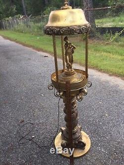 Vintage Mineral Oil Rain Lamp On Original Stand Rare Large