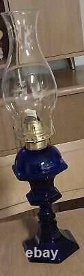 Vintage Original Cobalt Blue Oil Lamp