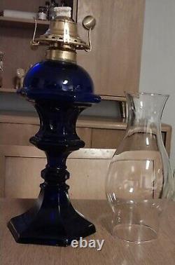 Vintage Original Cobalt Blue Oil Lamp