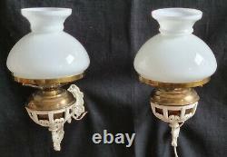 Vintage Pair Oil Lamp Wall Lights Decorative Rotating Wall Mount