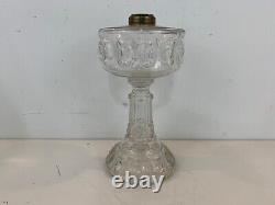 Vintage Possibly Antique Pressed Clear Glass Oil Lamp