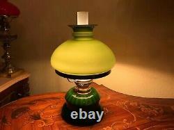 Vintage RARE Danish Holmegaard Green Oil Lamp
