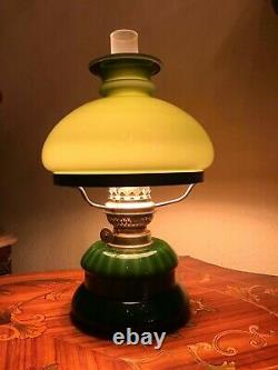 Vintage RARE Danish Holmegaard Green Oil Lamp
