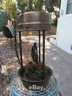 Vintage Swag Hanging Light Rain Oil Nude Lady Goddess Pillar Lamp (metal bowls)