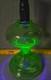 Vintage Uranium Glass Large Oil Lamp Pressed WithWedding Scroll 19P&A