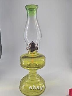 Vintage Uranium Glass Oil Lamp Bottom Base Green Vaseline Kerosene Depression
