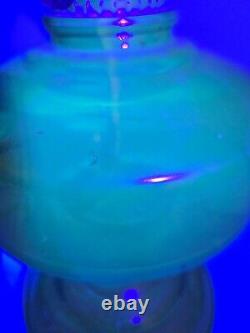Vintage Uranium Glass Oil Lamp Bottom Base Green Vaseline Kerosene Depression