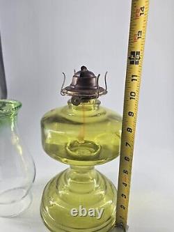 Vintage Uranium Glass Oil Lamp Bottom Base Green Vaseline Kerosene Depression
