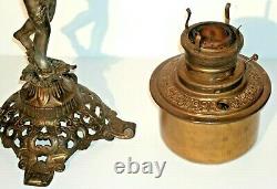 Vintage Victorian Cherub Oil Lamp Cast Iron