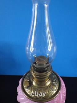 Vintage Victorian Fostoria Gone With The Wind Oil Lamp, Kerosene, 1890s Palor